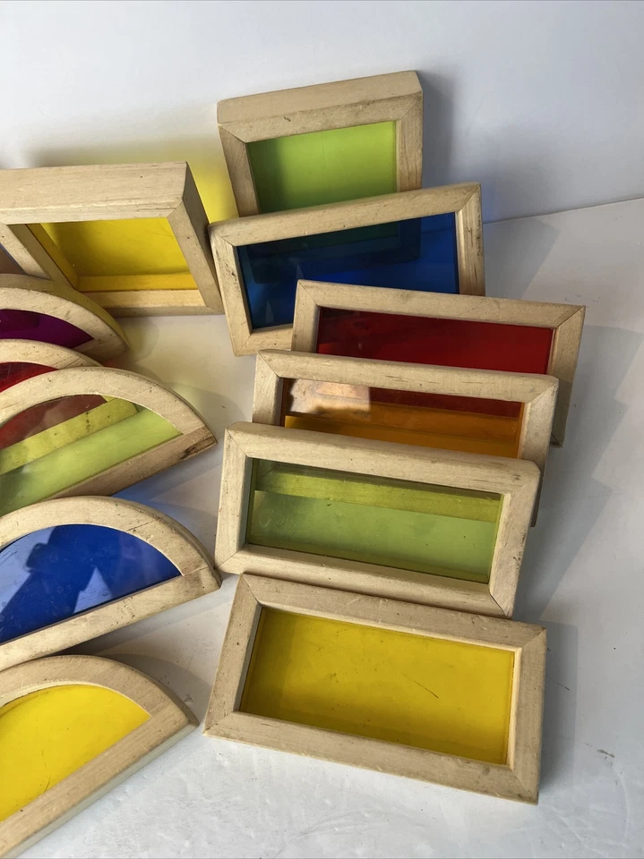 Guidecraft Stacking Transparent Rainbow Pyramid Set - 18 Pieces - Image 4 of 4