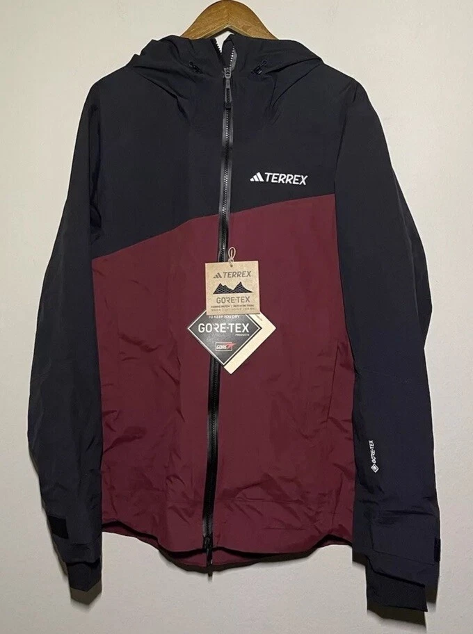 VETEMENTS Adidas Terrex Techrock 3L Gore Tex C Knit Jacket Nero Rosso Taglia Small IB423 Nuovo con etichette