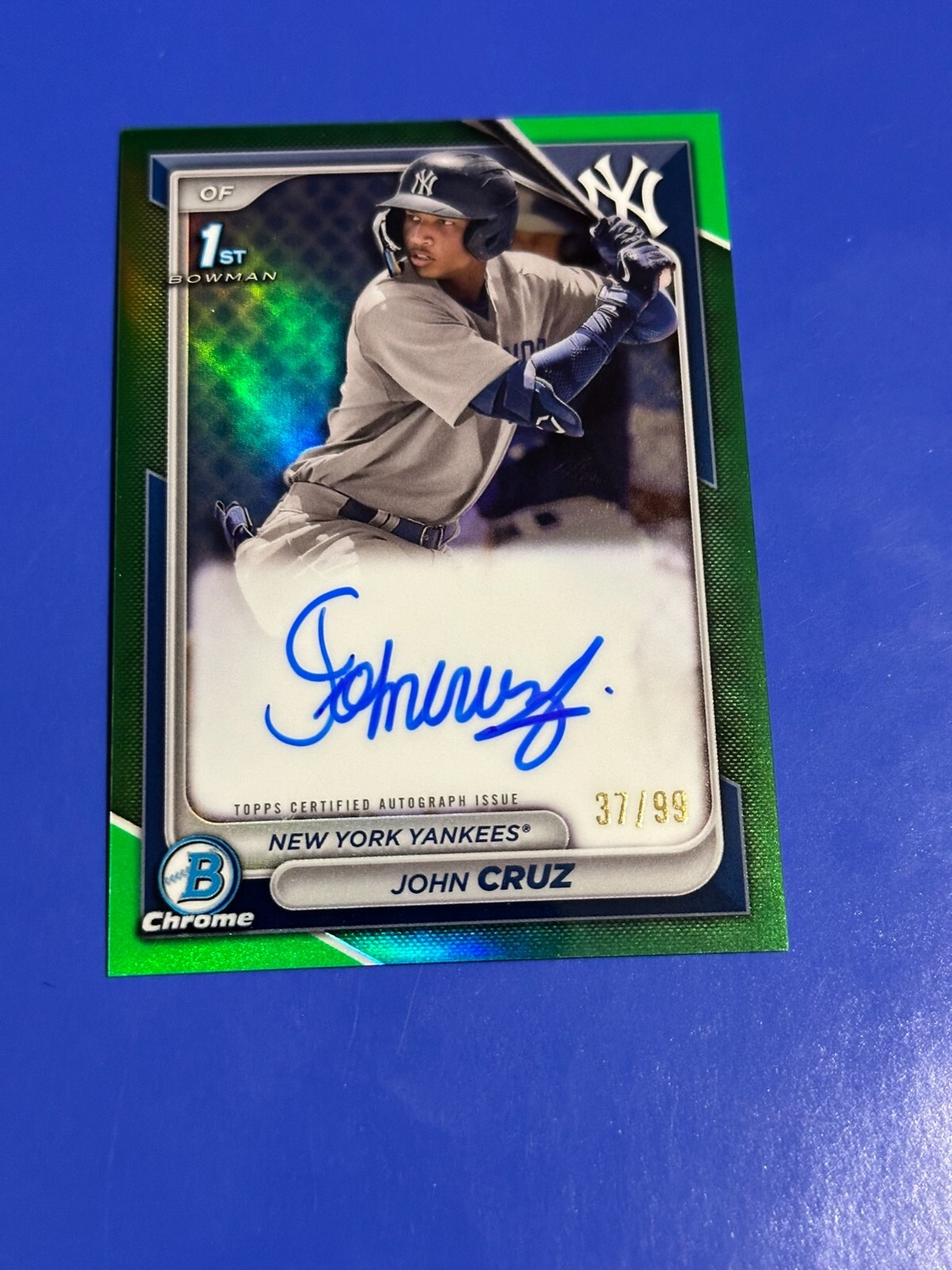 2024 BOWMAN CHROME John Cruz Green Retail Auto #CPA-JCZ /99 - Yankees -FREE SHIP