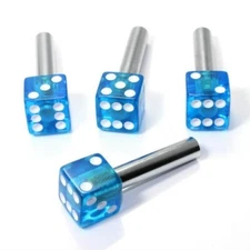 4 Dice Clear Blue Interior Door Lock Knobs Pins for Car-Truck-Hot Rod-Classic