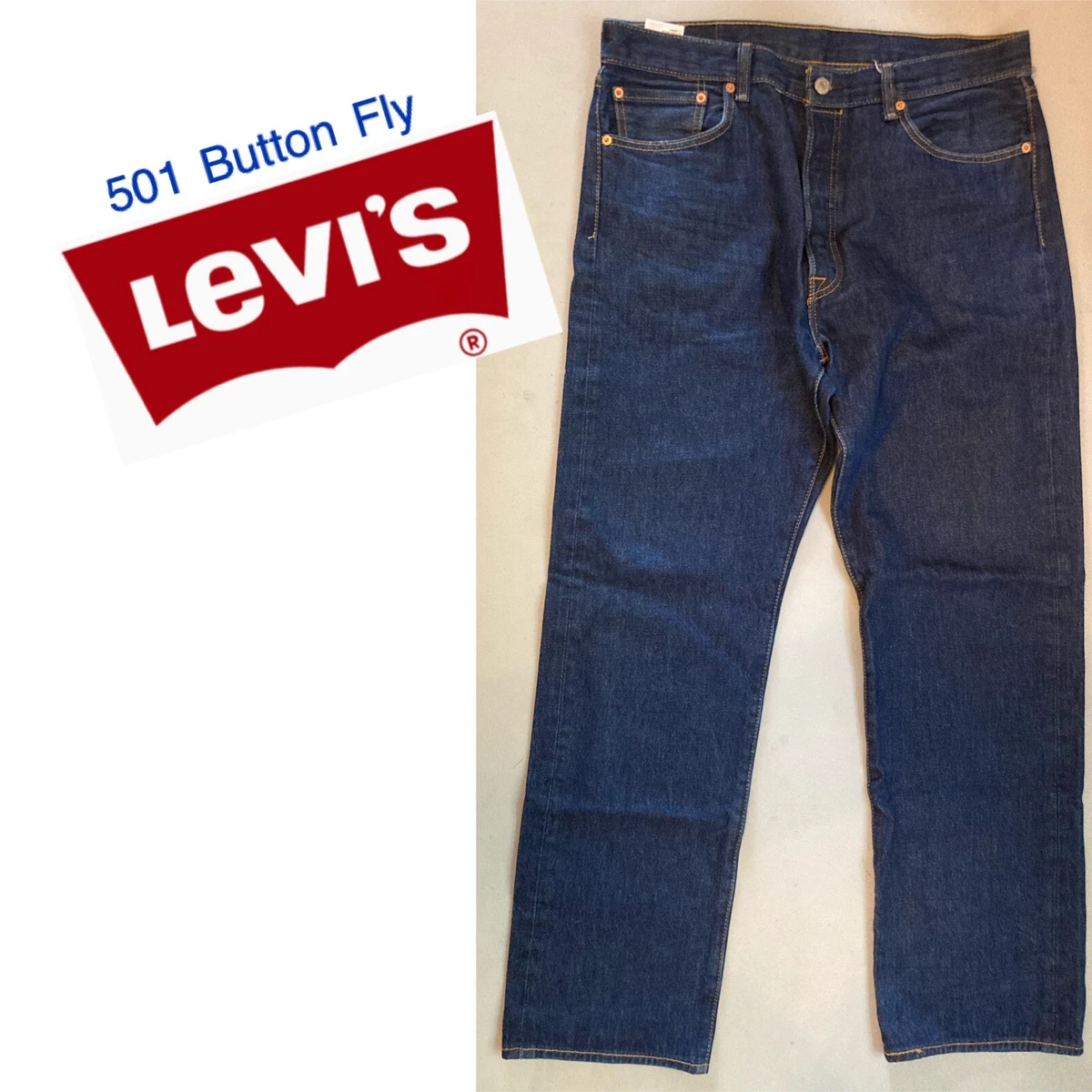 Levis 501 Button Fly W35 L33 V Single Stitch Classic 5 Pocket Jeans EUC