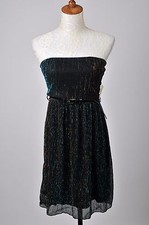 Women's Forever 21 Size Small Strapless Black Metallic Thread Shimmer Dress