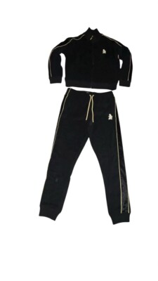 Bananas Monkey 2 Piece Full Track Suit Size Large Black Zip Up Soft Thick Warm