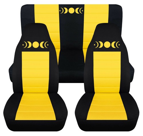 Front and Rear car seat covers Fits Jeep wrangler YJ-TJ-LJ Moon Phase design - Picture 15 of 18