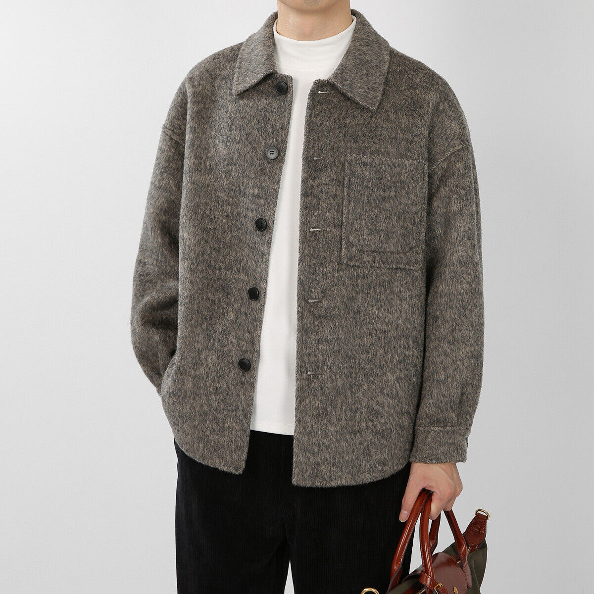 Mens Double Sided Wool Button Short Coat Jacket Overcoats Mens Double Sided Wool Button Short Coat Jacket Overcoats