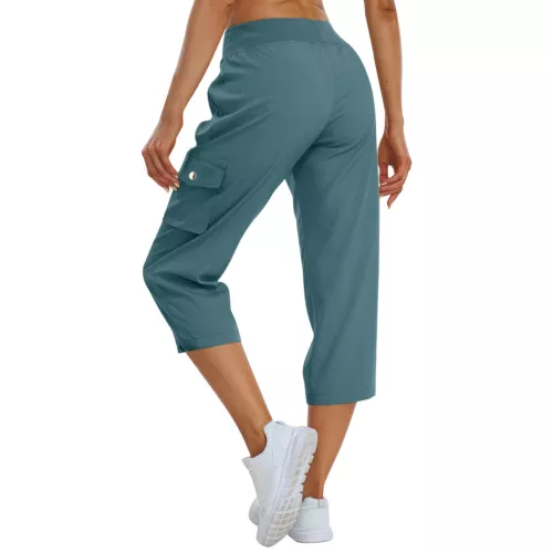 Womens Capris Pockets Loose Fit Pants Lightweight Ladies Baggy Cargo Pant Hiking - Afbeelding 9 van 42