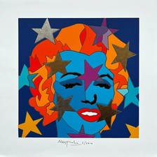 Ugo Nespolo - Marilyn Monroe 40x40 Cm pop art street serigrafia materica stelle