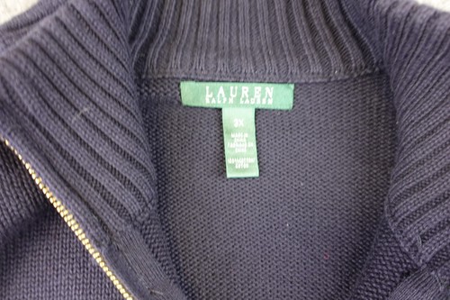 Ralph Lauren Women's Military Zip Cardigan Sweater 3XL Navy Blue Patch Gold Zip - Picture 2 of 7
