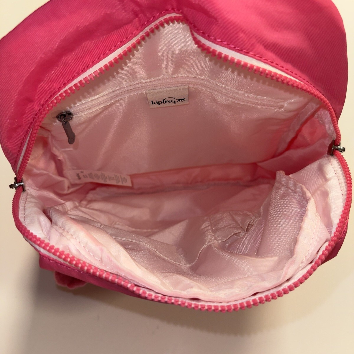 Kipling Ferris Nylon Backpack Flashy Pink & White With Monkey Key Chain NWT Kipling Ferris Nylon Backpack Flashy Pink & White With  main image 2