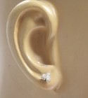 14k white gold .36ct SI1 H 3 stone round stud diamond earrings cluster Natural — photo 7