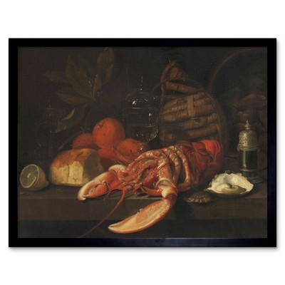 David David Davidsz De Heem Stillleben Hummer Gemälde Wandkunstdruck gerahmt 12x16