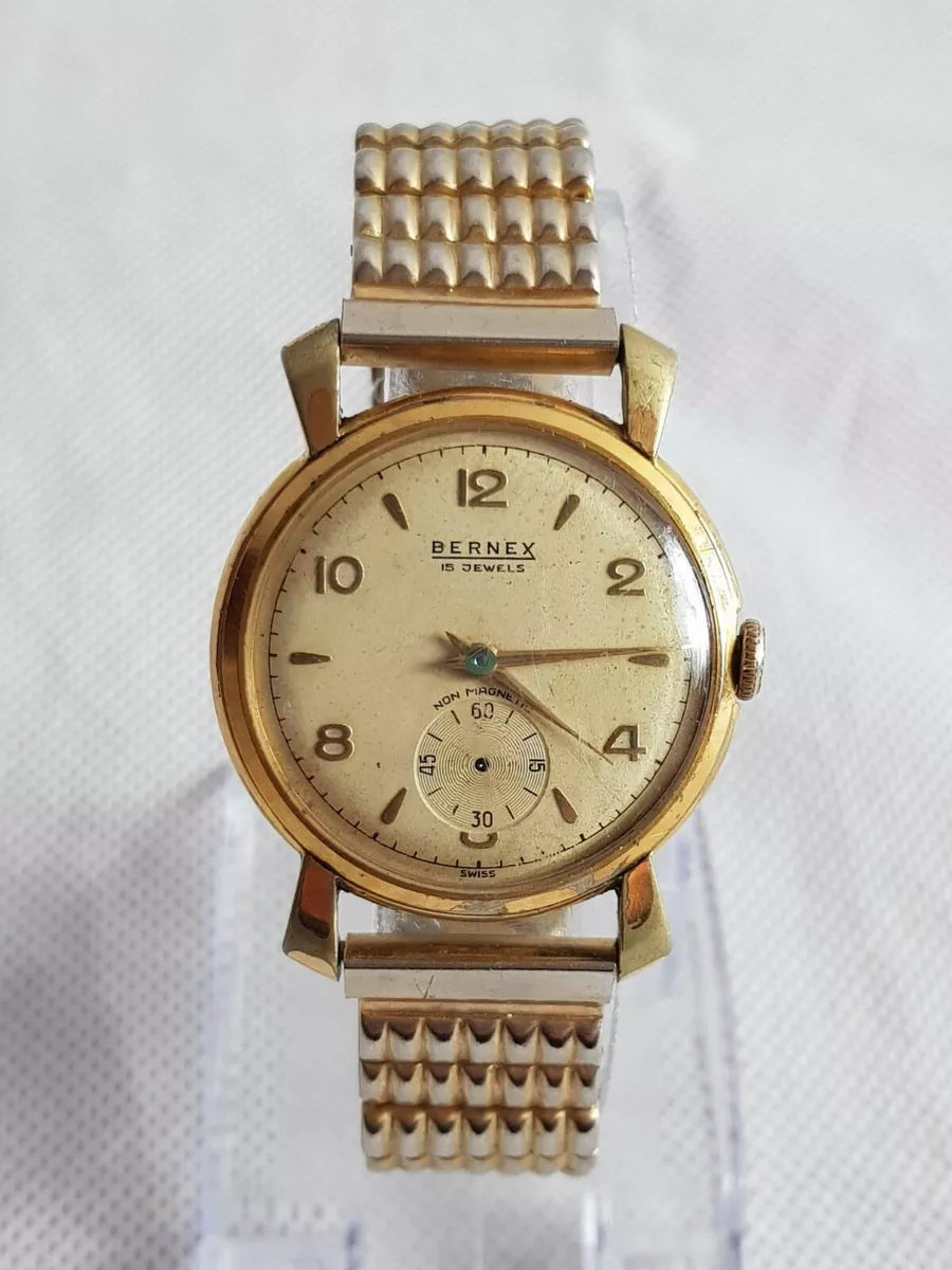 Vintage Bernex 15 Jewels Non Magnetic Mens Mechanical Watch For Repairs