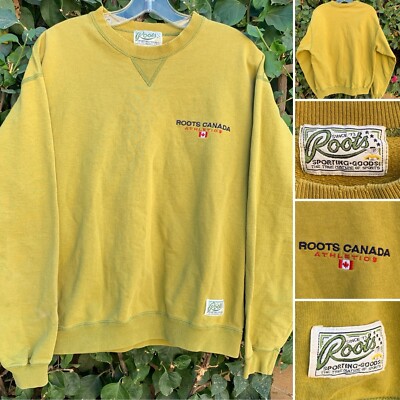 Roots Canada Athletics Embroidered Graphics Sweatshirt Worn Distressed Holes