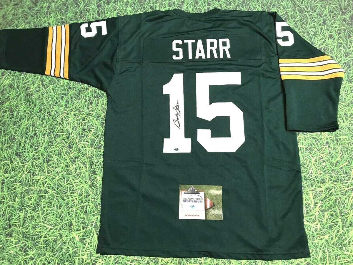 BART STARR AUTOGRAPHED GREEN BAY PACKERS 3/4 SLEEVE JERSEY AASH