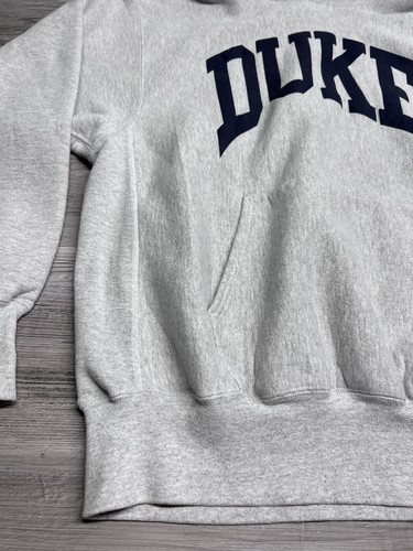 Vintage 90s Duke University Duke Blue Devils Hoodie Reverse Weave Mens Sz L Gray - Picture 4 of 13