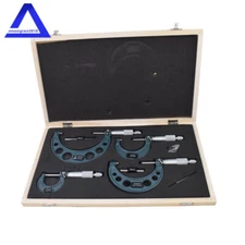 0-4/0.0001" Premium Outside Micrometer Set Machinist Tool Precision Carbide Tips
