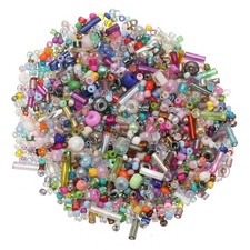 1000-Pack Glass Seed Beads, 1-4mm/0.04-0.16 Inch Bugle Beads Mixed Colors 