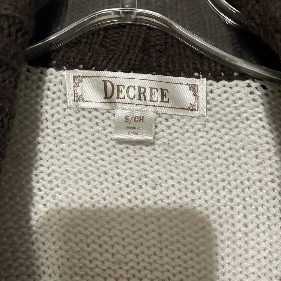 Cardigã feminino Decreto gola xale cropped suéter tamanho pequeno marrom boho hygge - Imagem 4 de 4