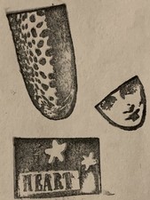 Zettiology Mixed Media Heart Face Odd Design Rubber Stamp Trio Unmounted Uncut