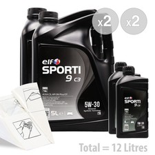 Elf Sporti 9 C3 5w-30 Car Engine Oil Service Kit 12 LITRES 12L