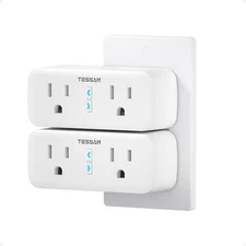 TESSAN 2-Pack Dual Socket Smart Plug  Google Surge Protection 2.4GHz WiFi
