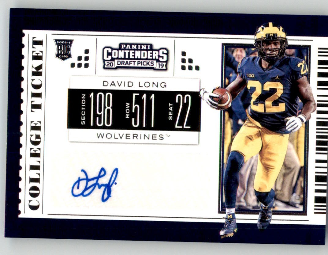 David Long Panini Contenders Draft Picks #292 College Ticket Autograph