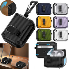 For AirPods 4th Gen/Pro 2 3 Shockproof Secure Lock Case Stand Cover Keychain