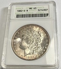 1882-S Morgan Silver Dollar ANACS MS63 Old Soap Box Holder Dual-Toner FB2 Video