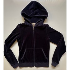 Y2K Juicy Couture Velour Zip Up Hoodie Navy Blue Sony Studios Wardrobe M Fits XS