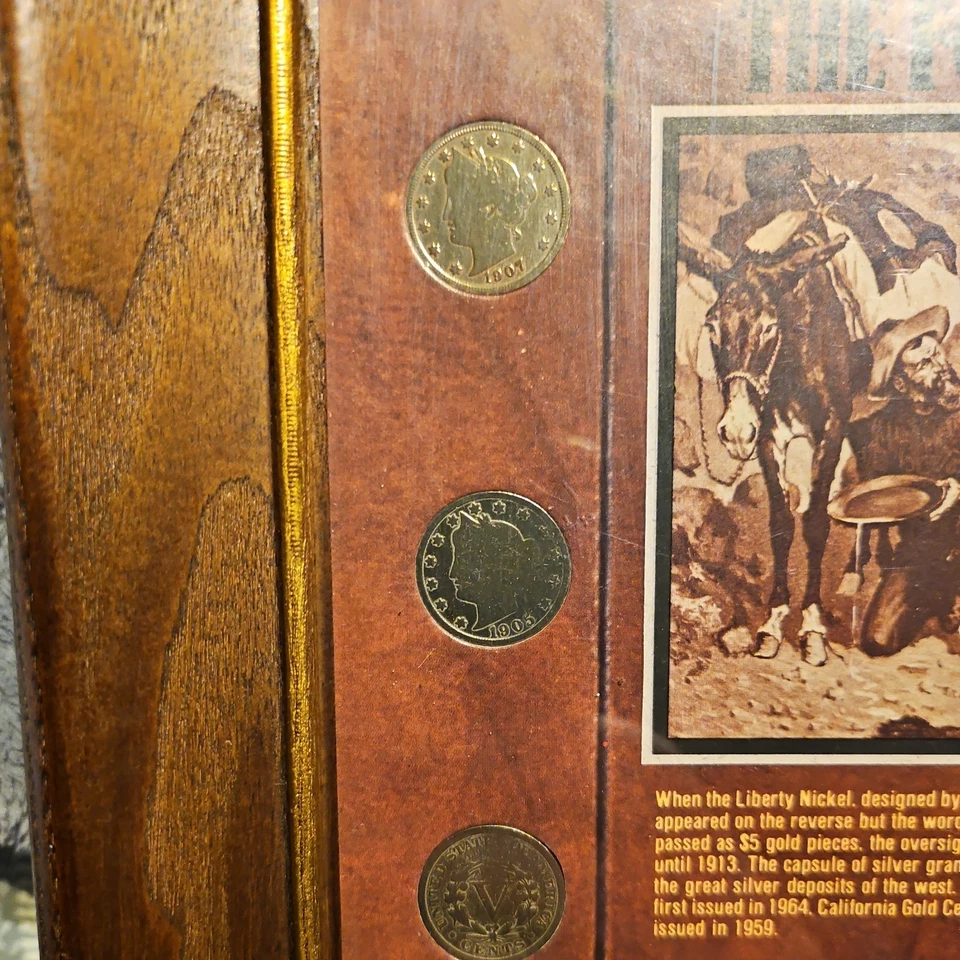 Colección de monedas y estampillas The Forty Niners Liberty V con gránulos de mineral de plata Foto 3 de 4