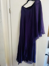 Analili Ethereal 70s Chiffon Silk Wedding  Shoulder Lettuce Hem Maxi Dress