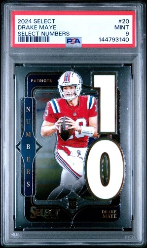 144793140 Drake Maye 2024 Panini Select #20 Numbers Rookie RC PSA 9