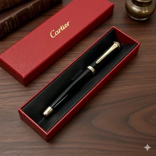 Cartier Black Gold Executive Rollerball Pen Composite Finish Rare VIP Gift w/Box