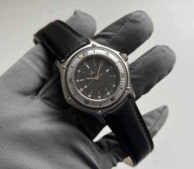 EBEL Discovery 983913 HAU Diver 38mm Stahl Schwarzes Zifferblatt 90er Vintage