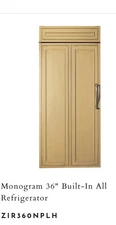 MONOGRAM 36” Column ZIR360NPLH Panel Ready Fridge Brand New Open Box Never Used!