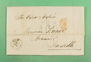 DR WHO 1861 EGYPT STAMPLESS F/L ALEXANDRIA TO FRANCE R32451