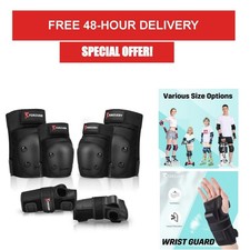 6-in-1 Knee Elbow Pads Wrist Guards Protective Gear Set Kids Adults