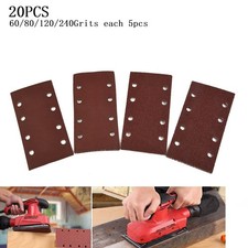 20pcs Sanding Sheet Sandpaper 93*185mm Aluminium Oxide Hook&Loop	 60/80/120/240#