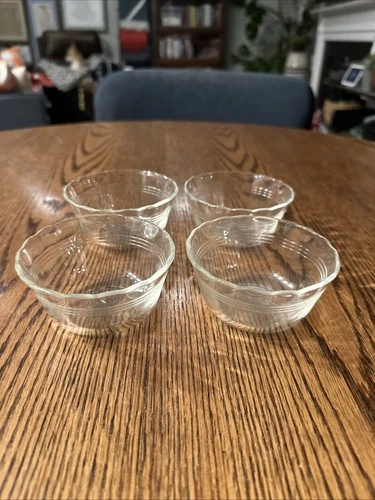 Pyrex Corning 463 Custard Cup Scalloped Edge 175ml Vintage Set Of 4