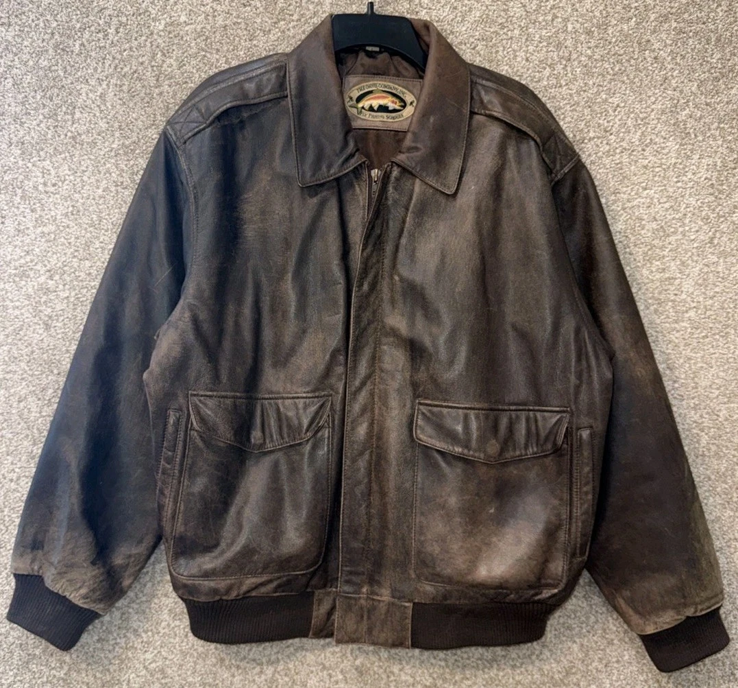 Orvis Brown Leather Jacket Men’s Size Large Zip Up Pockets Outdoor Fly Fishing
Opens in a new window