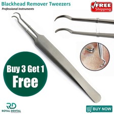 Blackhead Remover Tweezers Acne Pimple Blemish Extractor Curved Needle Clip Tool
