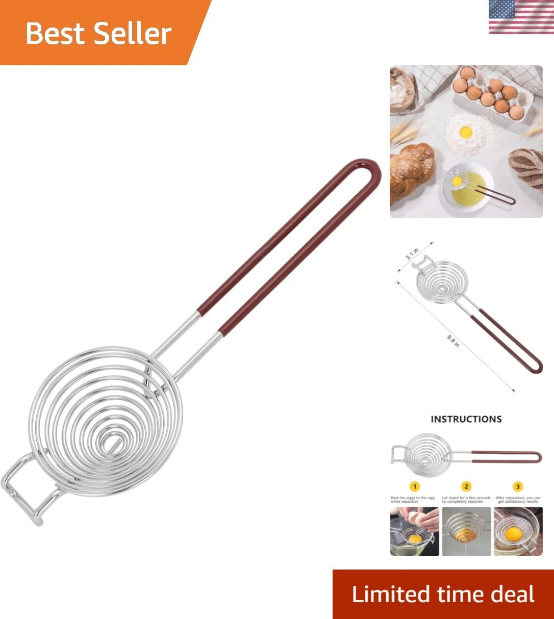 Compact Stainless Steel Egg Separator with Anti-Slip Grip for Mess-Free Baking
Opens in a new window