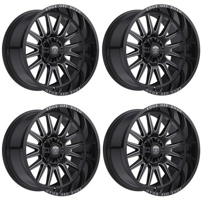 Set 4 20'' Edge Off Road 305BM 20x10 8x180 -12mm Wheels Gloss Black Milled Rims