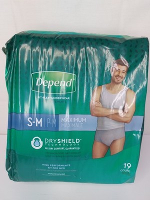 Depend Mens Sz S/M Maximum Absorbency Fit-Flex Underwear Adult Diaper 19 ct.