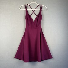 Lulus Skater Dress Sz Small Believe in Love Magenta Backless Strappy Flirty Hoco