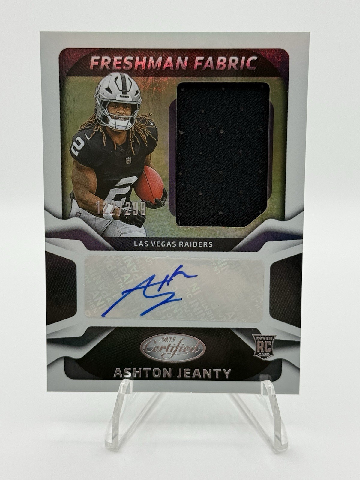 Ashton Jeanty 2025 Certified Freshman Fabric Auto RC 132/299 Raiders