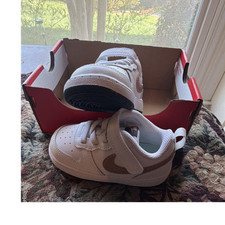 Nike Court Borough Low 2 TDV White Bronze Sneaker Hook  Loop Size 6C