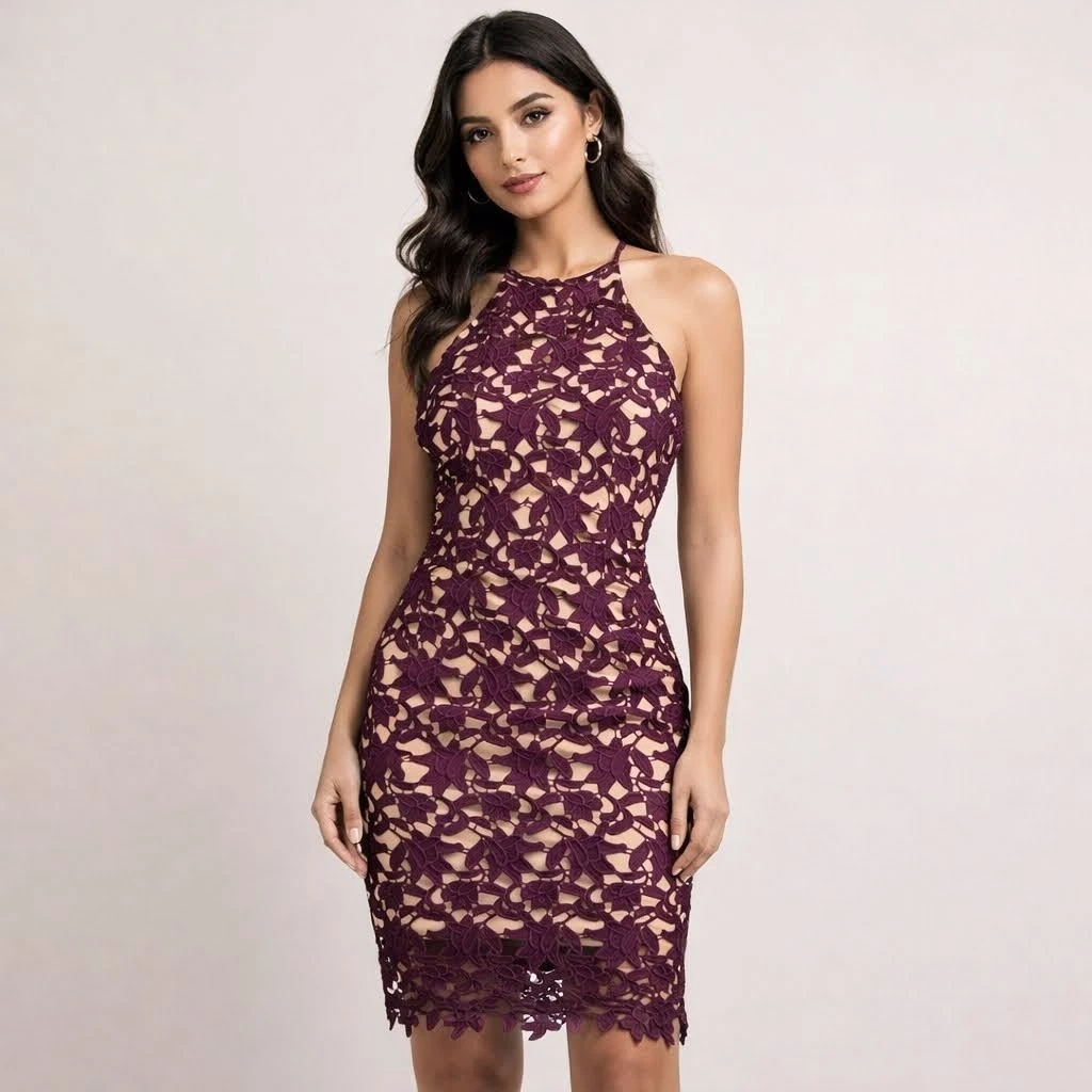 slim fit dress slacks Guess Girls Sleeveless Tropical Print Dress in Pink main image 1