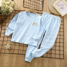 Premium Organic Cotton Kids Pajama Set - Little Bear Sky Blue Edition