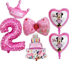2nd Birthday Balloons Minnie Mouse theme Pink Party Decoration 6 Pcs 
